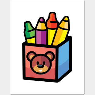 box of pencils with a bear's head Posters and Art